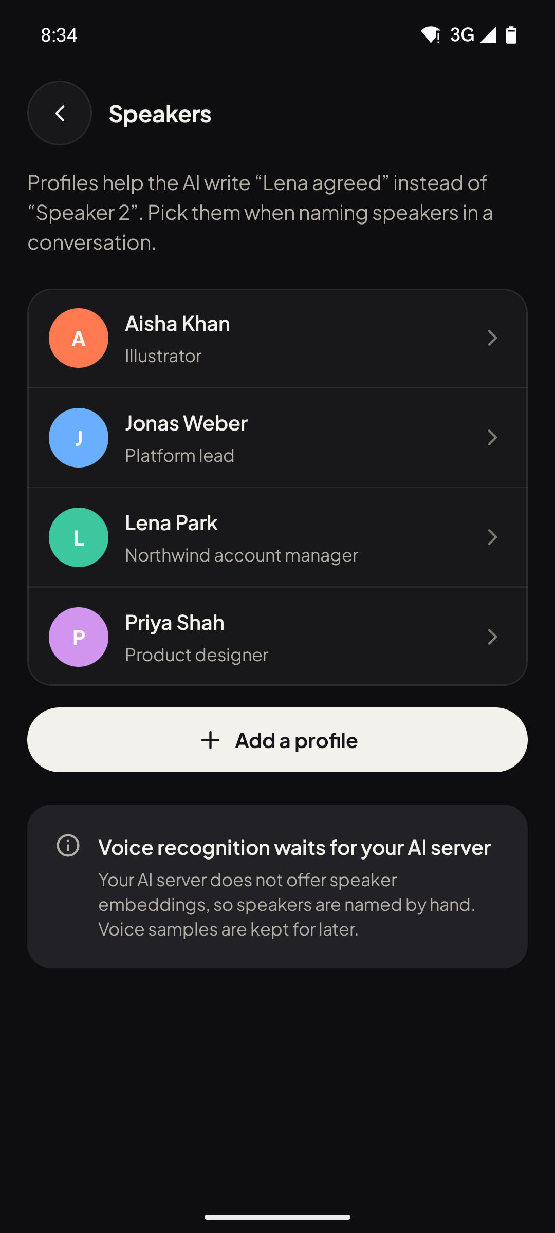 Speakers you can name: screenshot of the app.